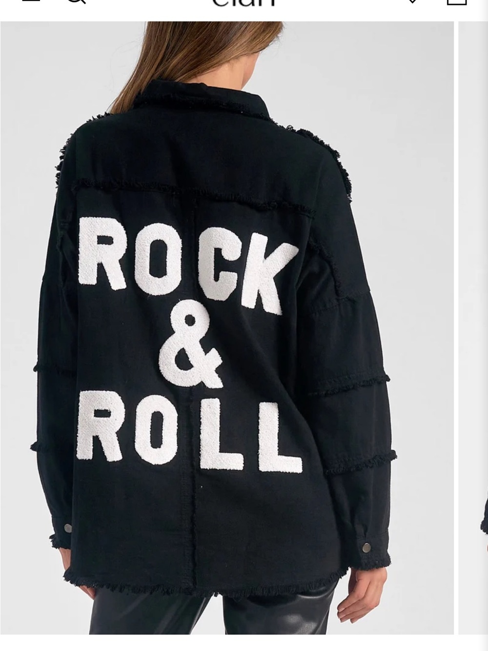 Elan Black Shacket with White ROCK & ROLL Back Graphic S & XS available
